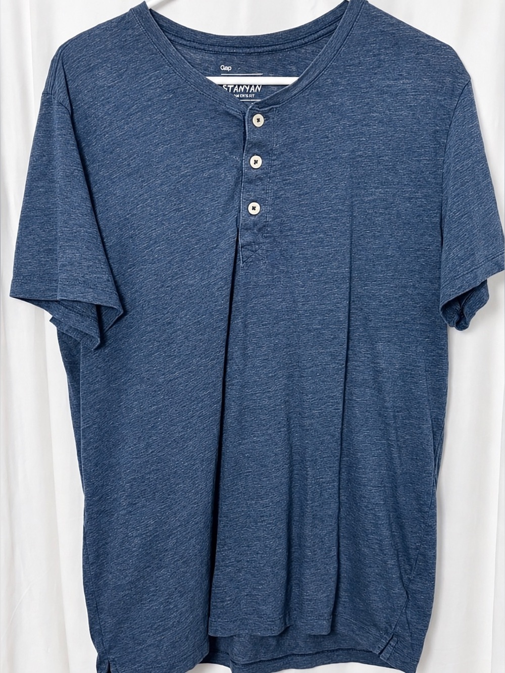 Gap Men's Navy The Stanyan Tri-Blend Henley Shirt Size Large